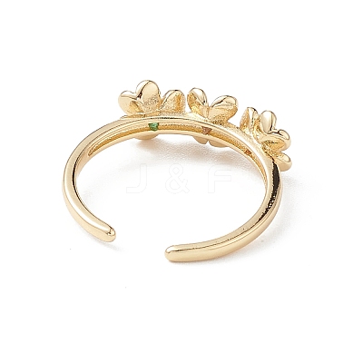 Flower Colorful Cubic Zirconia Cuff Ring RJEW-M146-06G-1