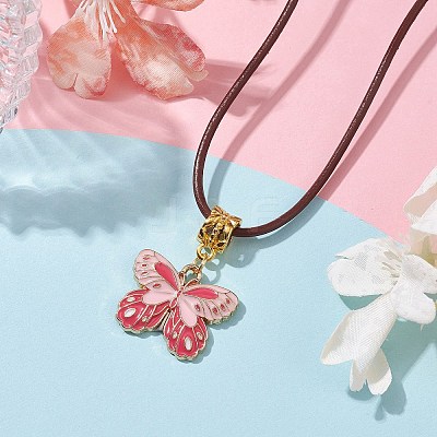 Alloy Enamel Butterfly Pendant Necklaces NJEW-JN04580-02-1
