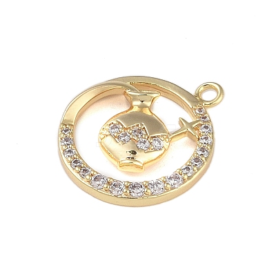 Brass Micro Pave Clear Cubic Zirconia Pendants FIND-B077-02G-06-1