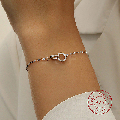 Interlocking Rings 925 Sterling Silver Link Bracelets MA5279-2-1