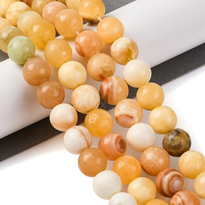 Natural Yellow Jade Beads Strands G-F591-17-10MM-1