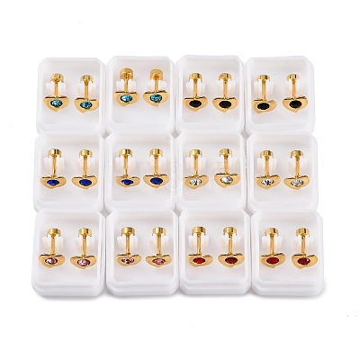 Heart Crystal Rhinestone Ear Fake Plugs EJEW-H105-21G-B-1