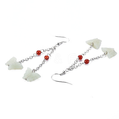 Butterfly Natural New Jade Dangle Earrings for Girl Women EJEW-S212-002-1