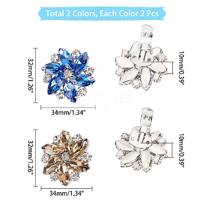 4 Pcs 2 Colors Platinum Alloy Shoe Buckle Clips ALRI-NB0001-09P-1