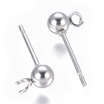 Non-Tarnish 304 Stainless Steel Ear Stud Components STAS-F227-18B-P-1