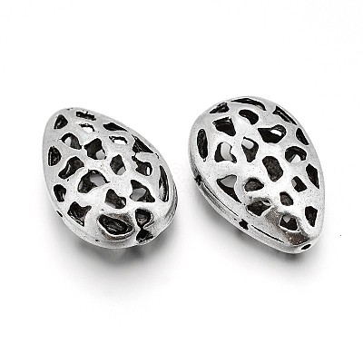 Hollow Teardrop Tibetan Style Alloy Filigree Beads PALLOY-J589-04AS-1