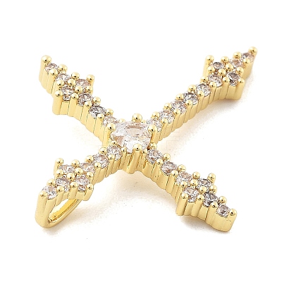 Brass Micro Pave Clear Cubic Zirconia Pendants KK-L228-01G-04-1