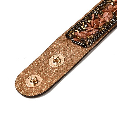 Faux Suede Snap Cord Bracelet LS-BJEW-F428-16-1
