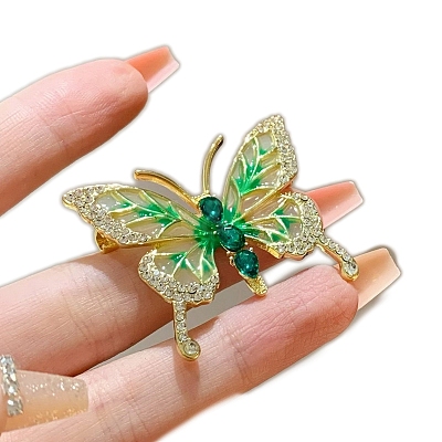 Butterfly Alloy Enamel Pin Brooch with Rhinestone for Women PW-WG38633-01-1