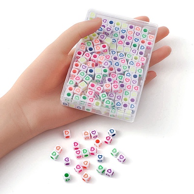 210Pcs 6 Colors Opaque White Acrylic European Beads MACR-YW0002-75A-1