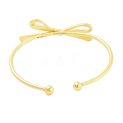 Brass Bowknot Cuff Bangles for Women LS-BJEW-Z072-03G-03-1