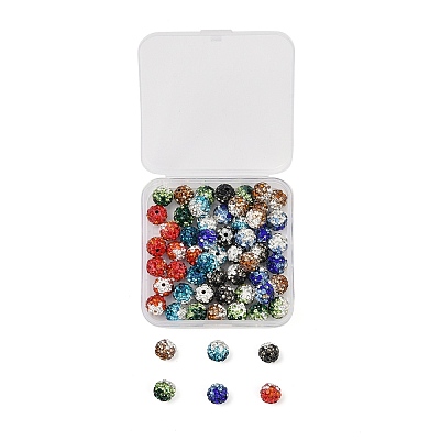 60Pcs 6 Color Handmade Polymer Clay Rhinestone Beads PORC-PH0001-38-1