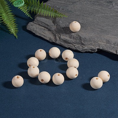 Natural Unfinished Wood Beads WOOD-S651-18mm-LF-1