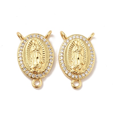 Long-Lasting Rack Plating Brass Micro Pave Cubic Zirconia Chandelier Component Links KK-B059-20G-1