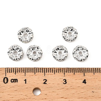 Brass Rhinestone Spacer Beads RB-A014-L8mm-01S-NF-1