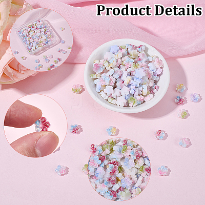180Pcs 6 Colors Flower Resin Cabochons MRMJ-SC0001-58-1