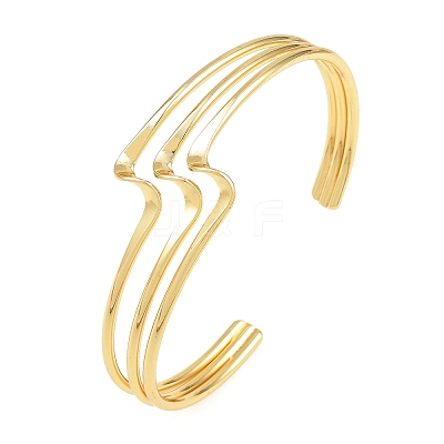 Brass 3 Wavy Line Open Cuff Bangles for Women KK-CBA5A76-02G-1