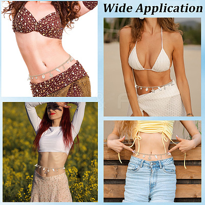 1Pc Summer Beach Alloy Starfish & Natural Shell & Imitation Pearl Tassel Waist Chains for Women AJEW-CY0003-27-1