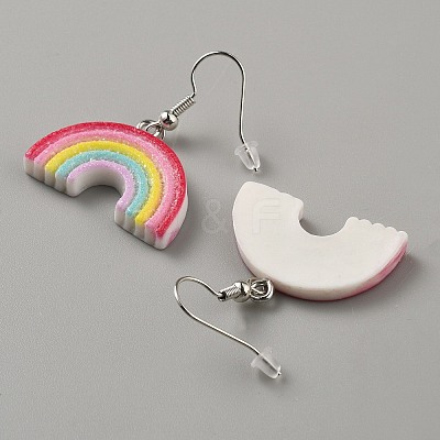5 Pairs Iron Resin Dangle Earring Sets EJEW-WH20072-002E-GP-1
