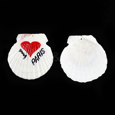 Printed Natural Freshwater Shell Big Pendants SHEL-N032-235-08-1