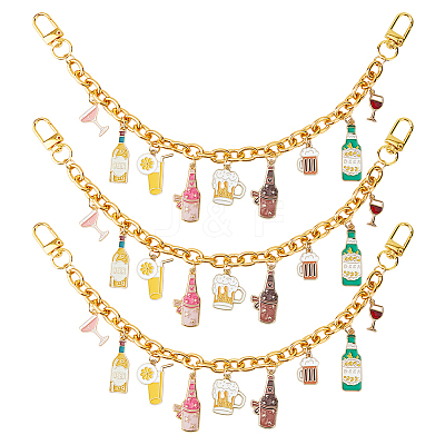 3Pcs Oktoberfest Alloy Enamel Bear Pendant Aluminum Bag Decorative Chains HJEW-HS00108-1