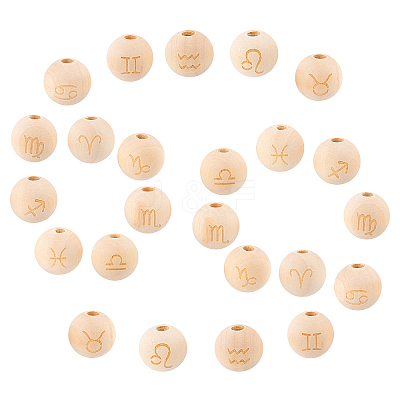 48 Pcs 12 Styles Unfinished Natural Wood European Beads WOOD-SC0001-31-1