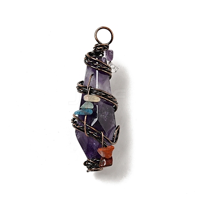 Natural Amethyst Pointed Big Pendants G-G860-03R-01-1