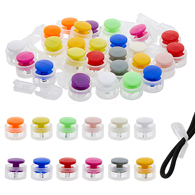 36Pcs 12 Colors Plastic Cord Locks Clip Ends KY-DC0001-21-1
