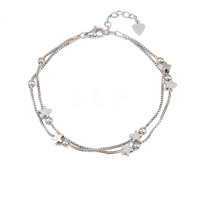 Brass Box Chain Multi-strand Bracelets for Women BJEW-C140-27P-1