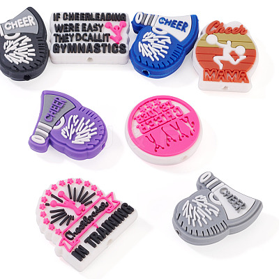 8Pcs 8 Styles Cheer Theme PVC Plastic Beads FIND-TA0008-71-1