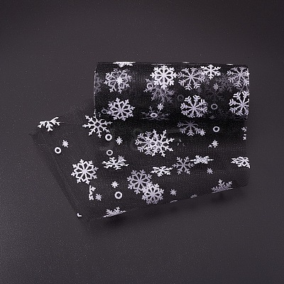 Snowflake Deco Mesh Ribbons OCOR-P010-G15-1