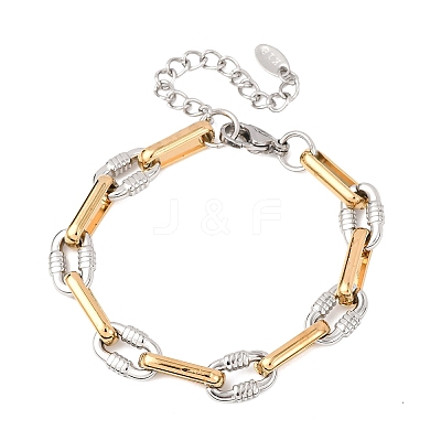 304 Stainless Steel Rectangle Ring Link Chain Bracelets BJEW-C128-02GP-1