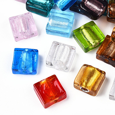 Handmade Silver Foil Lampwork Beads X-FOIL-S006-12x12mm-M-1