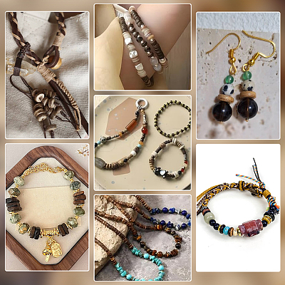 300Pcs 6 Styles Coconut Wood Bead WOOD-PH0003-97-1
