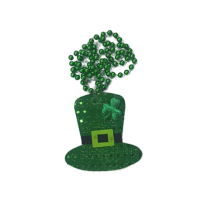 Plastic Hat Pendant Necklace with Ball Chains for Saint Patrick's Day FEPA-PW0001-176A-1