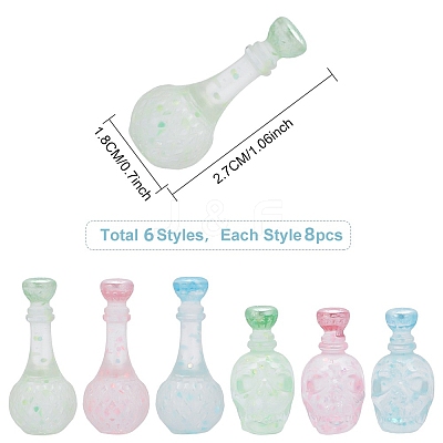 48Pcs 6 Styles Dummy Bottle Transparent Resin Cabochon RESI-OC0001-49-1