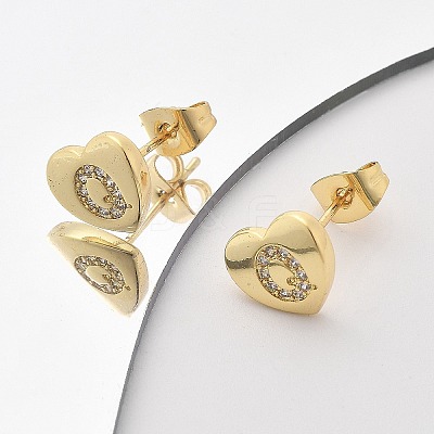 Rack Plating Brass Micro Pave Clear Cubic Zirconia Stud Earrings EJEW-K299-01G-Q-1