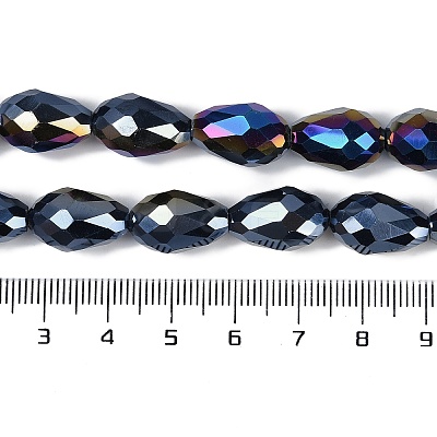 Opaque Solid Color Electroplate Glass Beads Strands EGLA-N013-P8mm-B01-1
