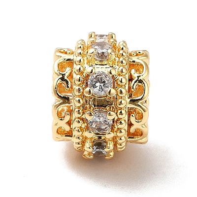 Brass Micro Pave Cubic Zirconia European Beads KK-M233-25G-1