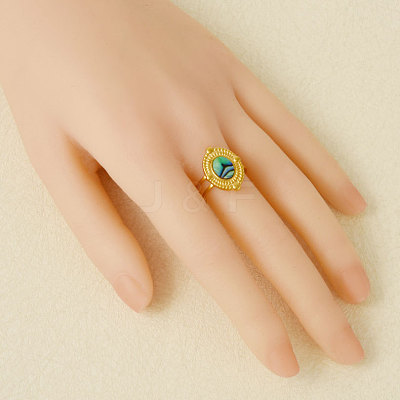 304 Stainless Steel with Natural Shell Cuff Open Rings for Women AL0644-4-1