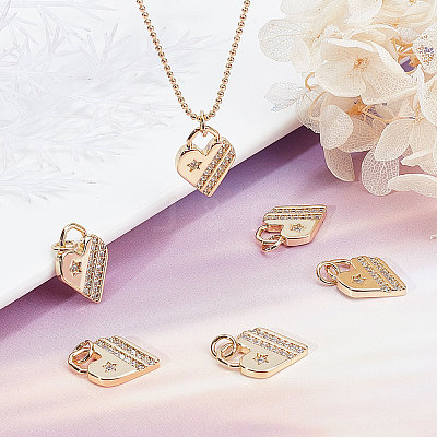 6Pcs Brass Micro Pave Cubic Zirconia Pendants KK-BBC0003-19-1