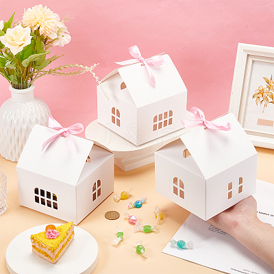 House Shape Paper Jewelry Storage Gift Box CON-WH0088-68-1