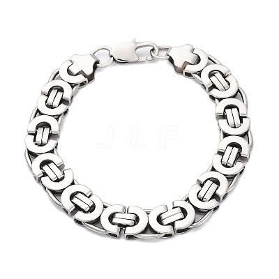 304 Stainless Steel Byzantine Chain Bracelets for Women Men BJEW-R018-22P-02-1
