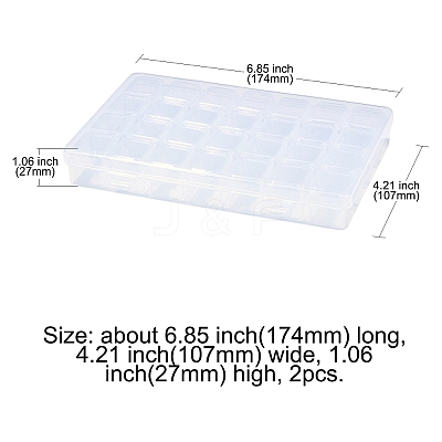2Pcs Transparent Plastic 28 Grids Bead Containers CON-CJ0001-20-1