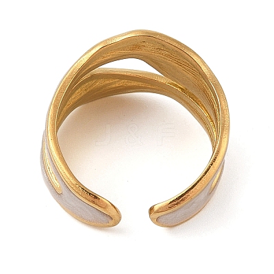 304 Stainless Steel Enamel Cuff Rings for Women RJEW-G324-03G-1
