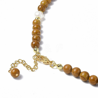 Gemstone & Natural Pearl & Glass Beaded Necklace with 304 Stainless Steel Clasp for Women NJEW-F302-06-1