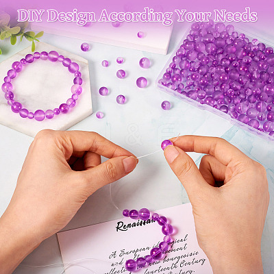 300Pcs Frosted Transparent Glass Beads GLAA-TA0002-78A-1