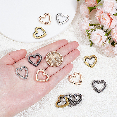 12Pcs 4 Colors Alloy Spring Gate Rings FIND-NB0006-20C-1