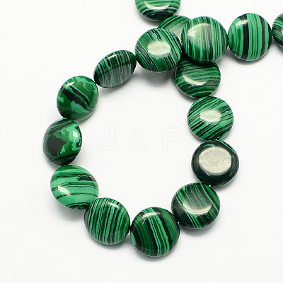 Flat Round Synthetic Malachite Beads Strands X-G-S110-11-1