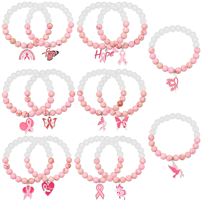 14Pcs Glass Beads Stretch Bracelets for Women BJEW-PH01886-1